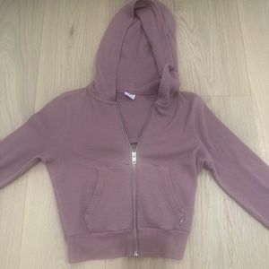 mauve coloured waffle style aritiza zip up very lightly worn